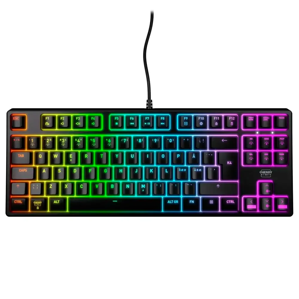 Teclado Mecânico CHERRY XTRFY K4V2 RGB TKL Gaming Corded PT Preto CHERRY MX2A Red Switch