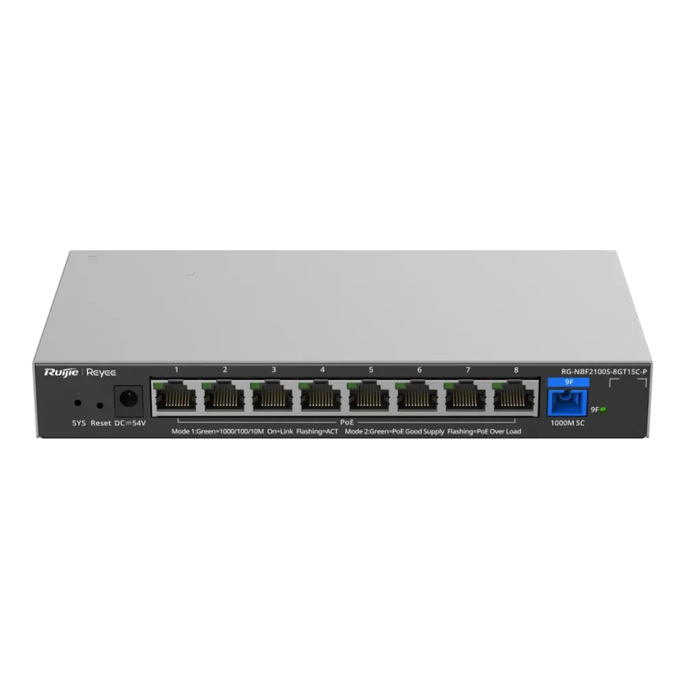 Switch Reyee E-Lighten Managed PoE Cloud Layer2 8x RJ45 Gigabit 802.3af/at 1x SC 1G (PON)