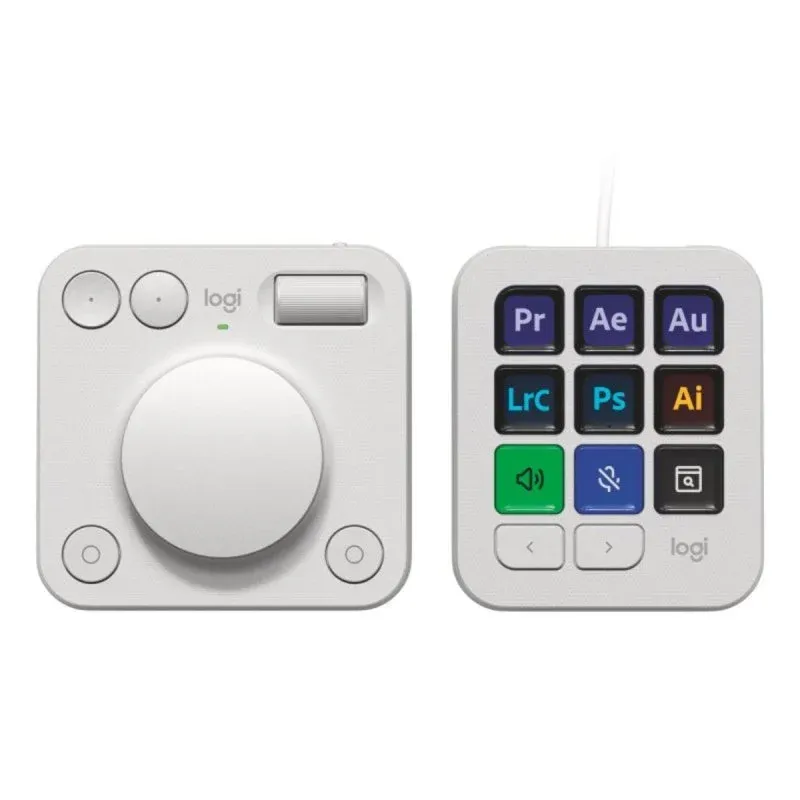 Logitech MX Creative Console Controlador com 9 Teclas LCD Personalizáveis, Bluetooth e USB Cinzento