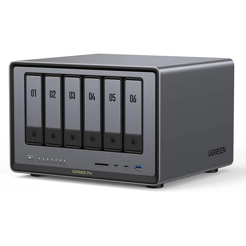 NAS UGREEN NASync DXP6800 Pro | 6 Baías | CPU Intel Core i5-1235U | SSD 128GB | RAM 8GB | 6x SATA | 2x M.2 SSD | LAN 2x 10GbE