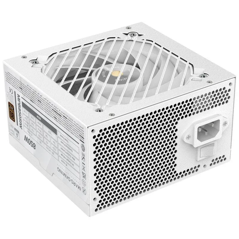 Fonte Alimentação Mars Gaming MPB850SI Fonte de Alimentação ATX 850W 7 Anos de Garantia 80Plus Bronze 90% Branca