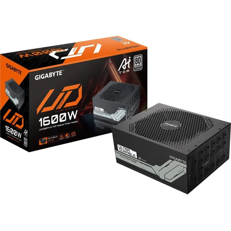 Fonte Alimentação Gigabyte UD1600PM PG5 AI TOP PCIe 5.0 ATX 3.1 1600W 80 Plus Platinum Modular