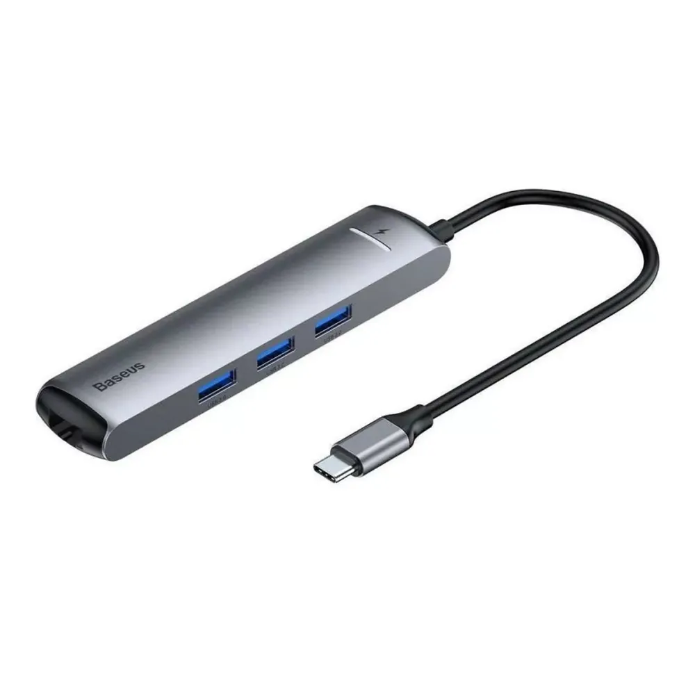 Hub USB Baseus Tipo-C para USB 3.0/ HDMI/ RJ-45 Cinzento