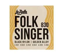 Jogo Cordas Guit Clássica La Bella 830 Folksinger Black Nylon (Willie Nelson)