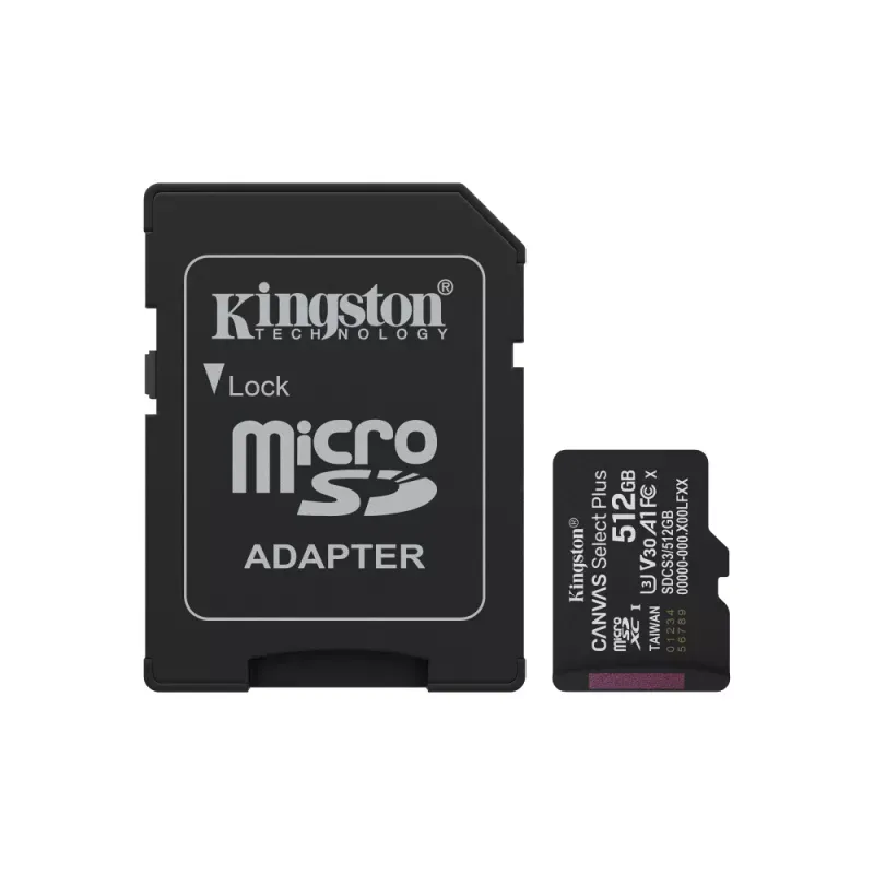 512GB microSDXC Canvas Select Plus Gen3 150MB/s A1 Card + Adapter