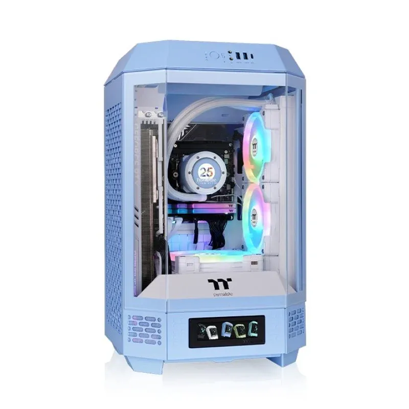Caixa de Computador Thermaltake The Tower 250 Torre Mini-ITX SPCC com Ecrã LCD e Janela Azul