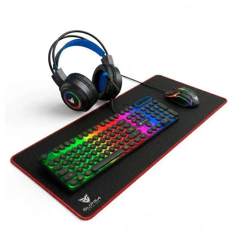 Teclado SUPRA GAMING Vortex Combo membrana retroiluminado com rato, headset e tapete XL