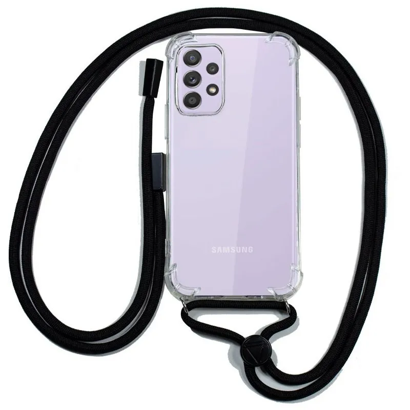 Cool Capa Transparente com Cordão Preto para Samsung A525 Galaxy A52 / A52 5G / A52s 5G