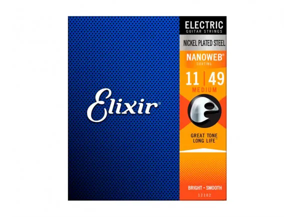 Elixir Jogo de Cordas 011 Guitarra Elétrica Nanoweb 011-049