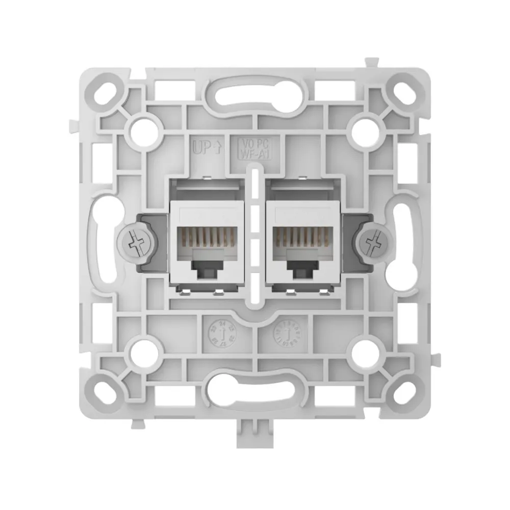 Tomada Ethernet Ajax 2 Portas Cinzento - AJ-OUTLETCORE-LAN-W