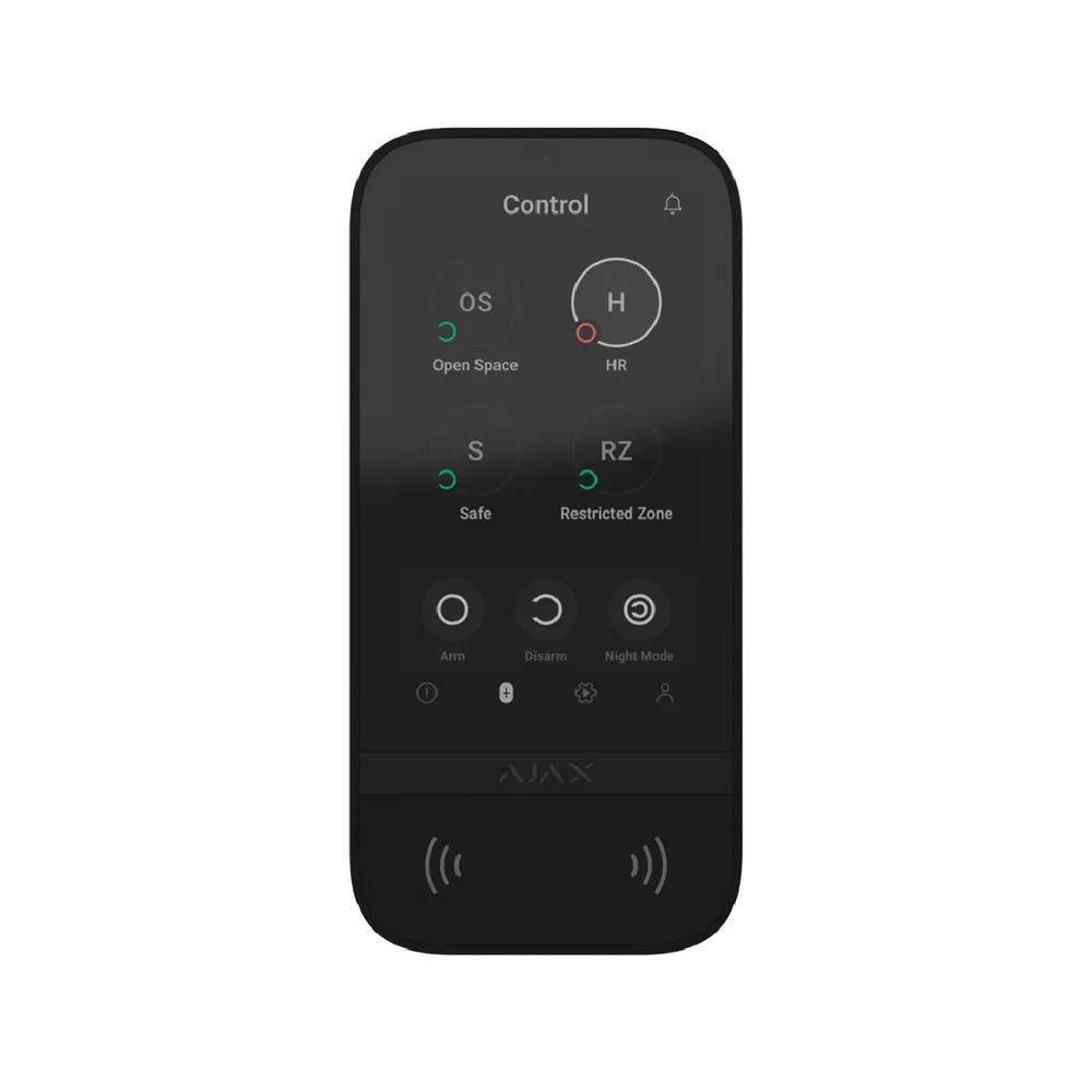 Painel de Controlo Tátil Ajax IPS c/ Leitor RFID Preto