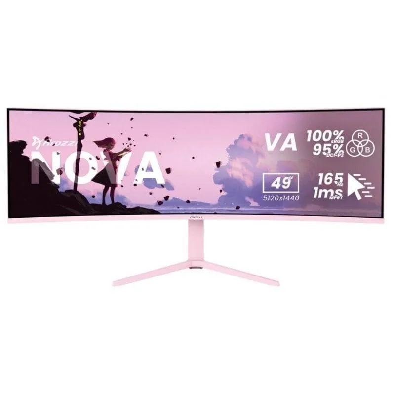 Monitor Arozzi Nova 49" Dual QHD 165Hz VA Curvo 4ms Altura Ajustável Rosa