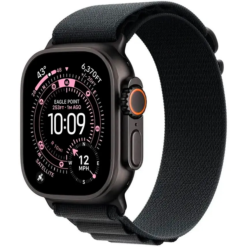 Apple Watch Ultra 3 GPS + Cellular 49mm Titânio Preto c/ Bracelete Loop Alpine Preta S