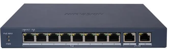 Switch Hikvision DS-3E1510P-EI/M(B) 8 Portas Gigabit PoE+ 802.3af/at + 2 Uplink