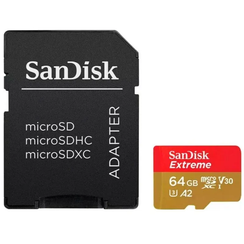 Memória Flash Sandisk SDSQXBU-064G-GN6MA microSDXC 64GB 200MB/s V30 U3 A2 Adaptador SD