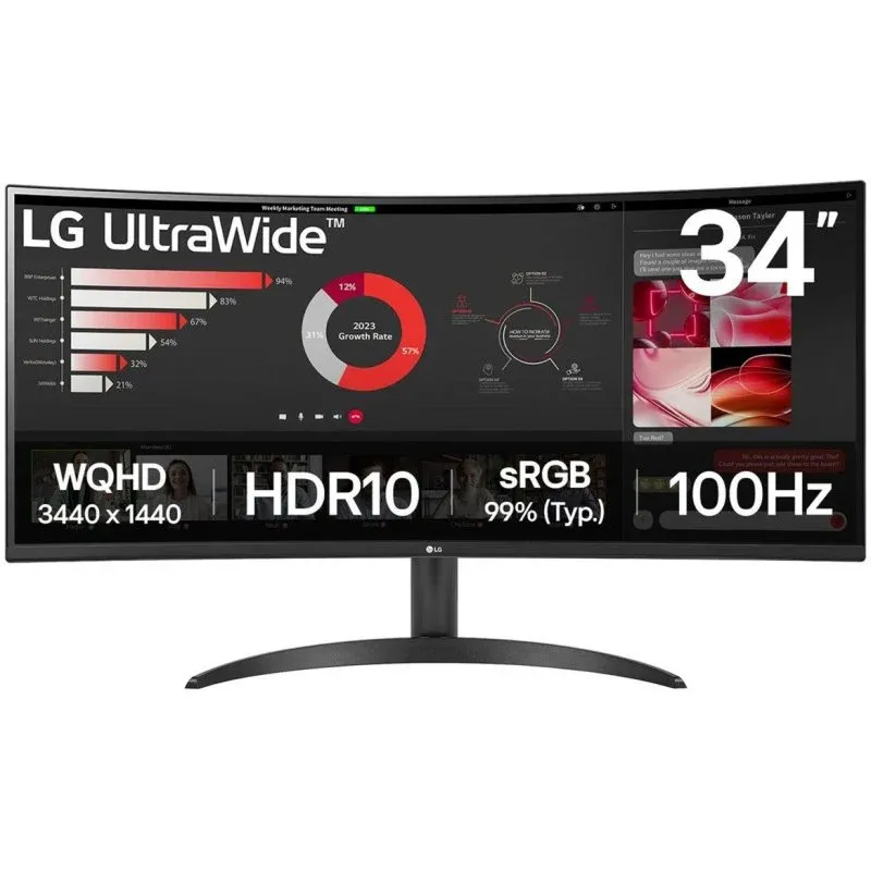 Monitor LG 34WR50QK-B 34" LED VA UltraWide QHD 100Hz FreeSync Curvo