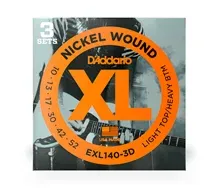 Jogo Cordas Guitarra Elétrica Daddario EXL140-3D 010-052 Pack 3