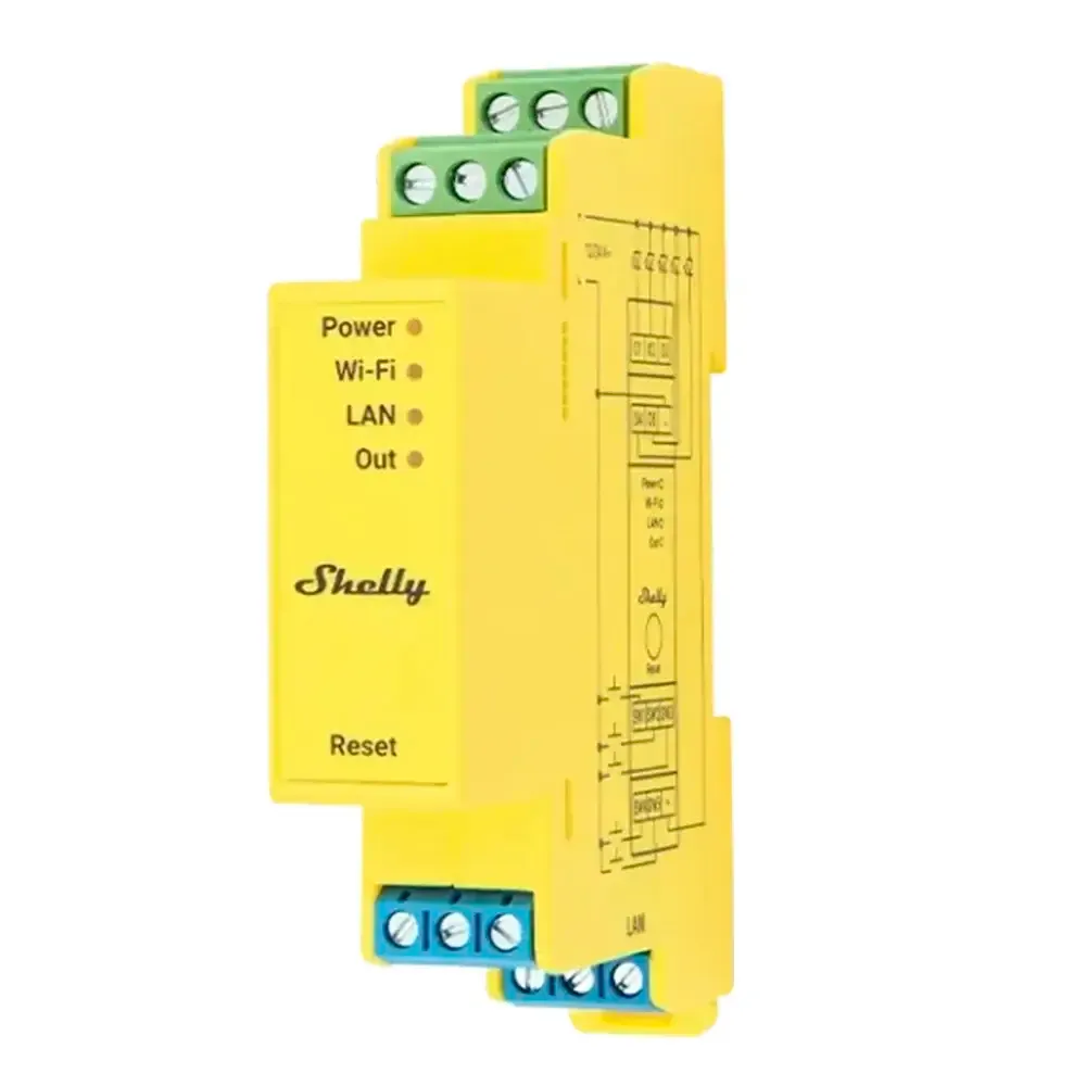 Módulo Automação Shelly Pro RGBWW PM - Controlador Dimmer Inteligente para Calha DIN de 5 Canais (RGBWW) 12/24V DC