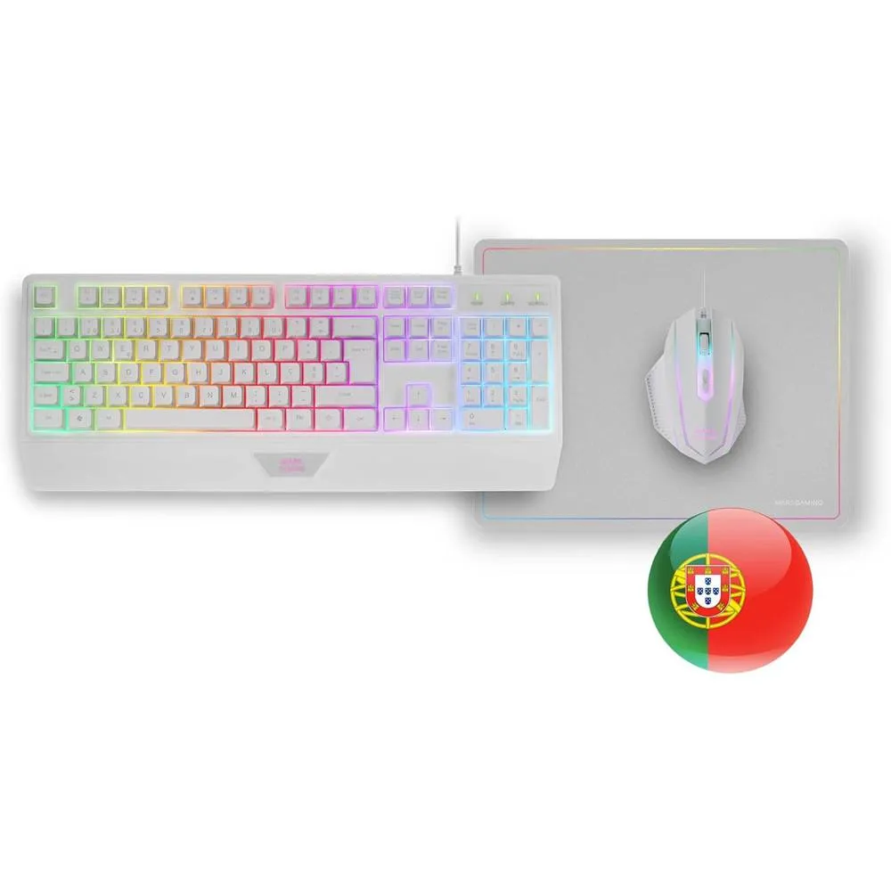 Bundle Mars Gaming MCP-124 Combo RGB Branco (Teclado + Rato + Tapete)