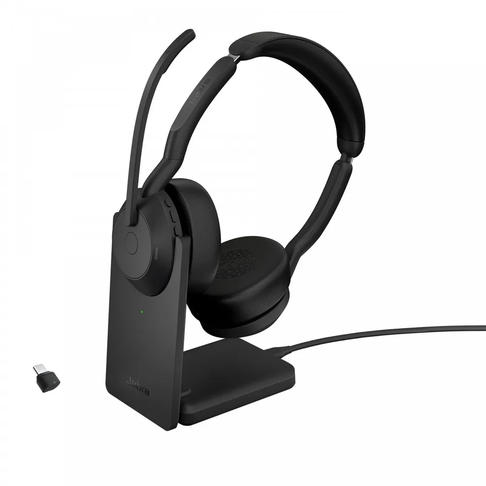 Auricular sem fios Jabra Bluetooth e USB com cancelamento de ruído e microfone de boom