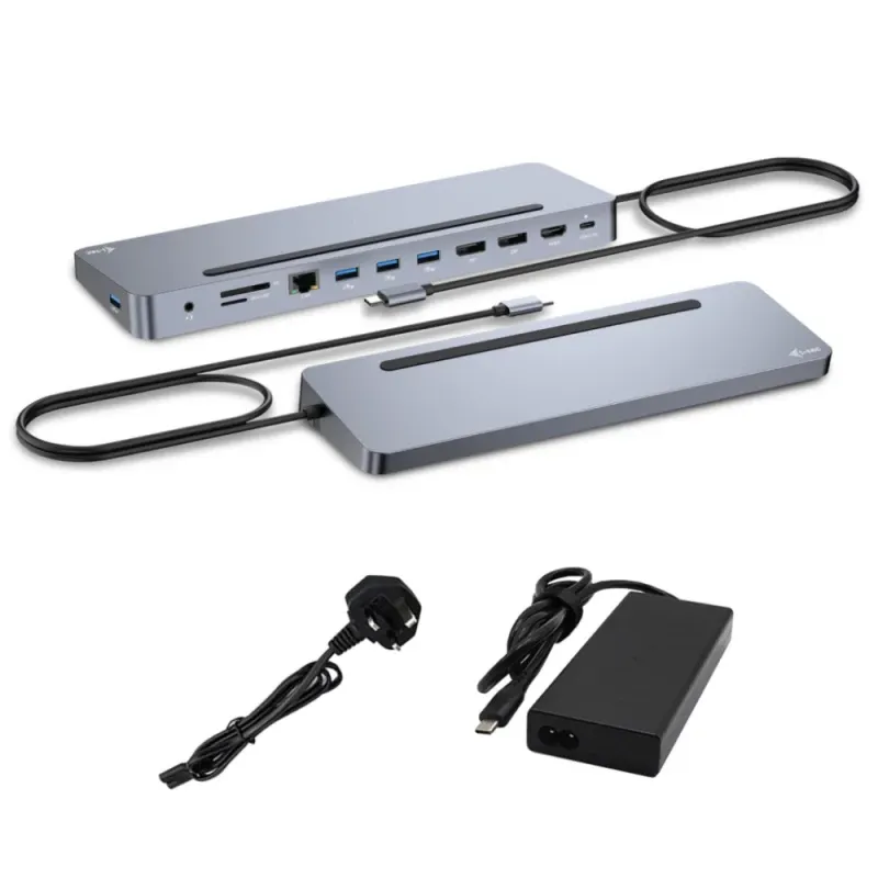Docking Station i-tec Metal Ergonômico USB-C 4K 3x Display até 100W + Carregador 100W