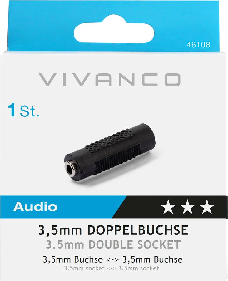 Adaptador Audio VIVANCO JACK 3.5 (Preto)