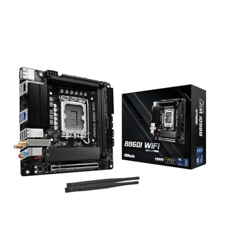 Placa mãe ASRock B860I LGA1851 Mini-ITX B860I WiFi DDR5 M.2 WiFi 6E Ethernet 2,5 Gb