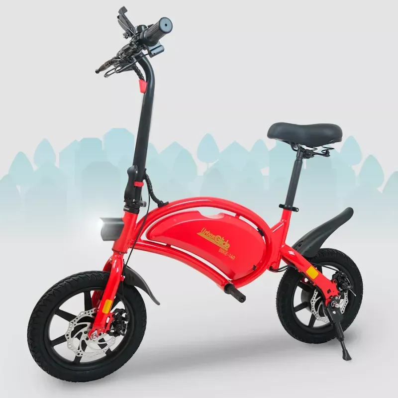 Bicicleta Elétrica URBANGLIDE 140 Vermelho / 350W / 5,2AH / Roda 14" / 20KM Autonomia