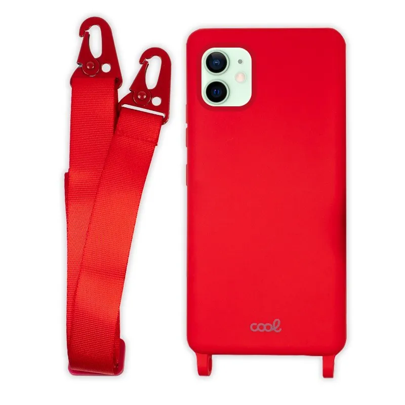 Cool Capa Vermelha com Fita para iPhone 12/12 Pro