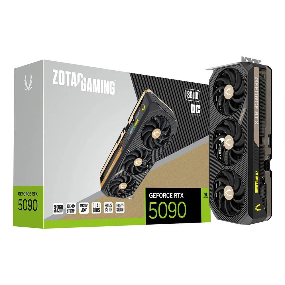 Placa Gráfica Zotac Gaming NVIDIA GeForce RTX 5090 Blackwell Solid OC 32G GDDR7 DLSS4