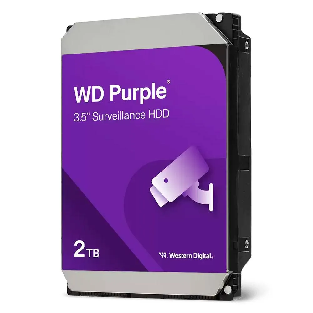 Disco Rígido 3.5 Western Digital WD Purple 2TB 5400RPM 64MB Cache 180MB/s CMR Air SATA III 6Gb/s