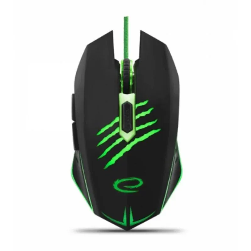 Ratão Esperanza EGM209G USB 2400DPI Preto Verde Iluminação 6 Botões Gaming
