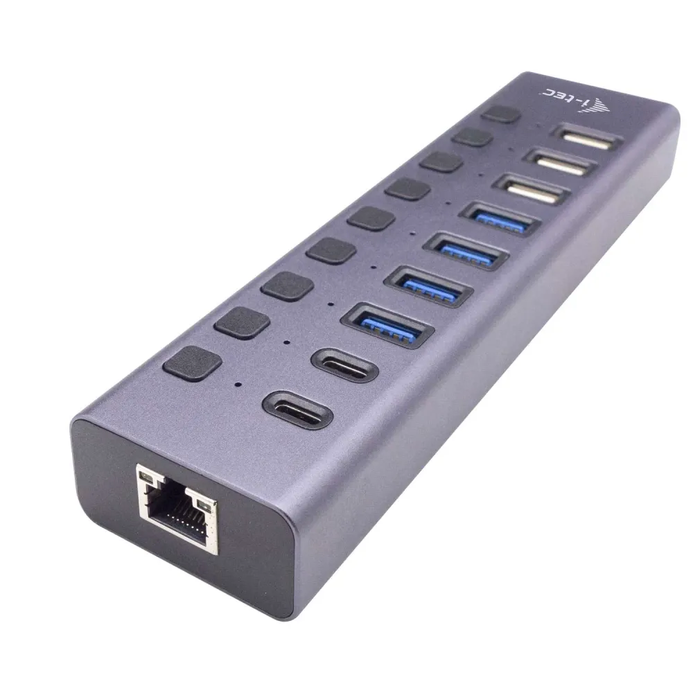 Hub de carregamento i-tec USB 3.0/USB-C 9 portas LAN + Carregador de corrente 60W