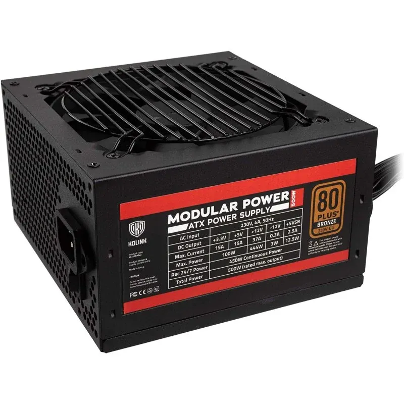 Fonte Alimentação Kolink KL-500M 500W 80 Plus Bronze Semi Modular