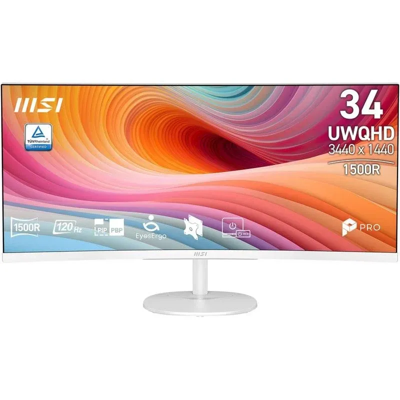 Monitor MSI Pro MP341CQW E12 34" UltraWide Quad HD 120Hz VA Curvo 4ms Altifalantes Branco
