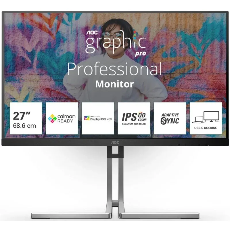 Monitor AOC 27" Q27U3CV IPS QHD 75Hz USB-C (PD65W) USB-C Docking