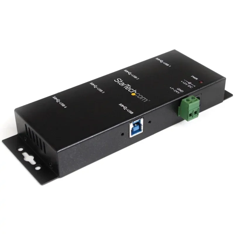 Startech 4-Port USB 3.0 Hub - Metal Industrial USB-A Hub - Wall or Desk Mountable USB Data Hub - TAA Compliant USB Expander Hub (ST4300USBM) - Hub - 4 x SuperSpeed USB 3.0 - desktop - alimentação DC - para P/N: ITB20D3250, MSDREADU2OTG, SVA12M5NA, US