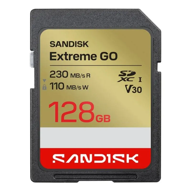 Cartão SanDisk Extreme GO 128GB SDXC UHS-I 230MB/s resistente