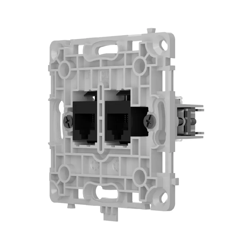 Tomada Ethernet Ajax 2 Portas Preto - AJ-OUTLETCORE-LAN-B