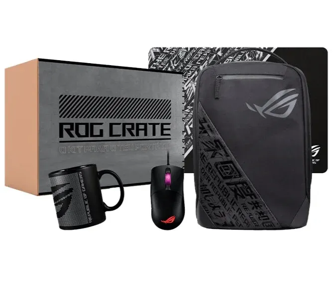 Bundle Asus ROG Crate Mochila 17.3" ROG BP1501G + Rato STRIX Keris + Tapete + Caneca + Stickers