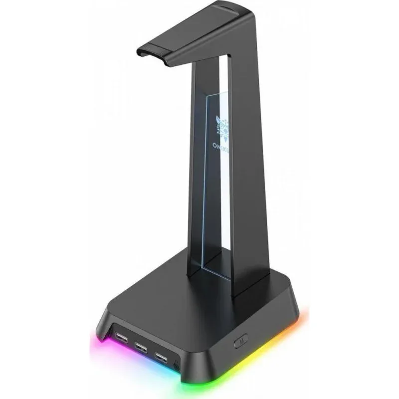 Suporte para auriculares Onikuma ST2 RGB preto com ports USB e jack 3.5 mm