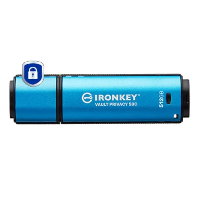 Pen Drive Pen USB Kingston IronKey Vault Privacy 50C 512GB Criptografia AES-256 USB-C