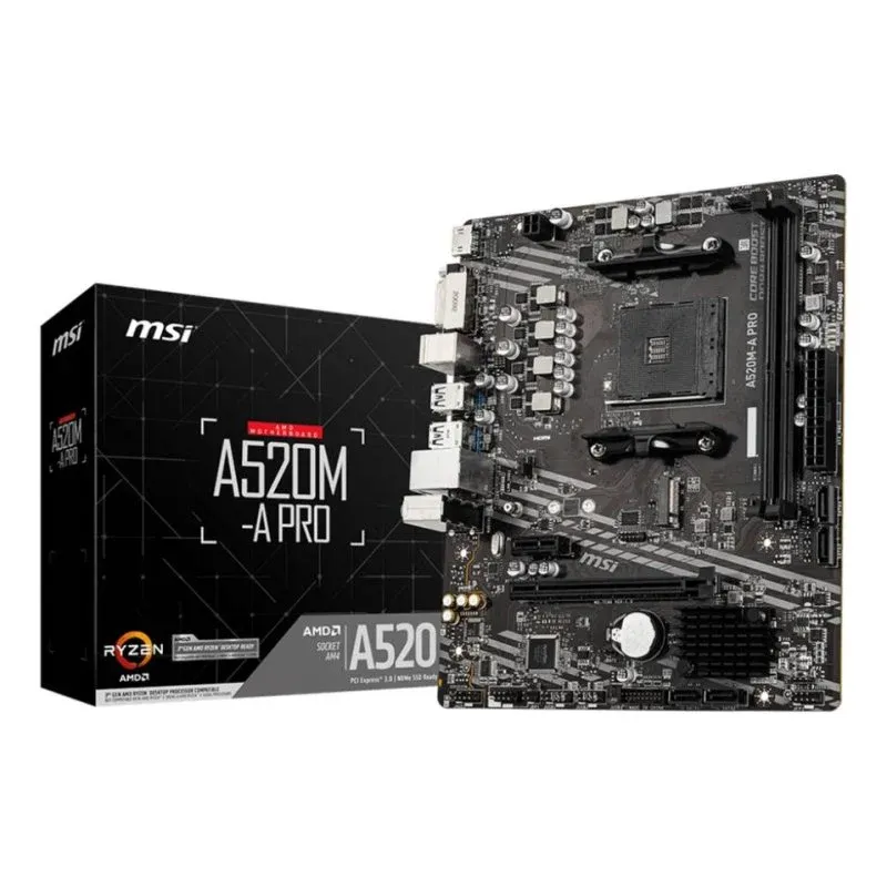 Motherboard MSI A520M-A PRO AMD A520 Socket AM4 DDR4 Micro ATX Sem WiFi