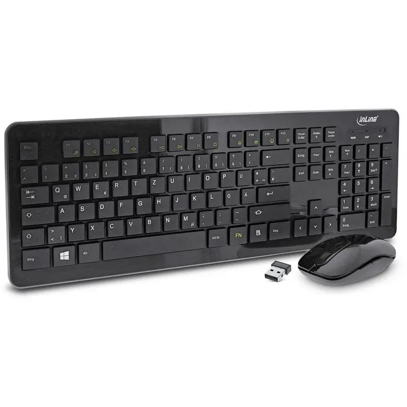 Teclado Inline 55368A sem fios completo QWERTZ com rato ótico incluído