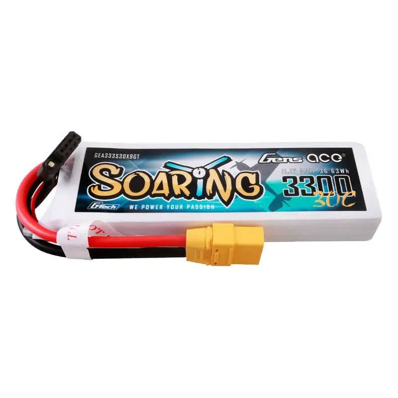 Gens Ace Bateria de drone G-Tech Soaring 3300mAh 11.1V 30C 3S1P Lipo Pack with XT90 plug