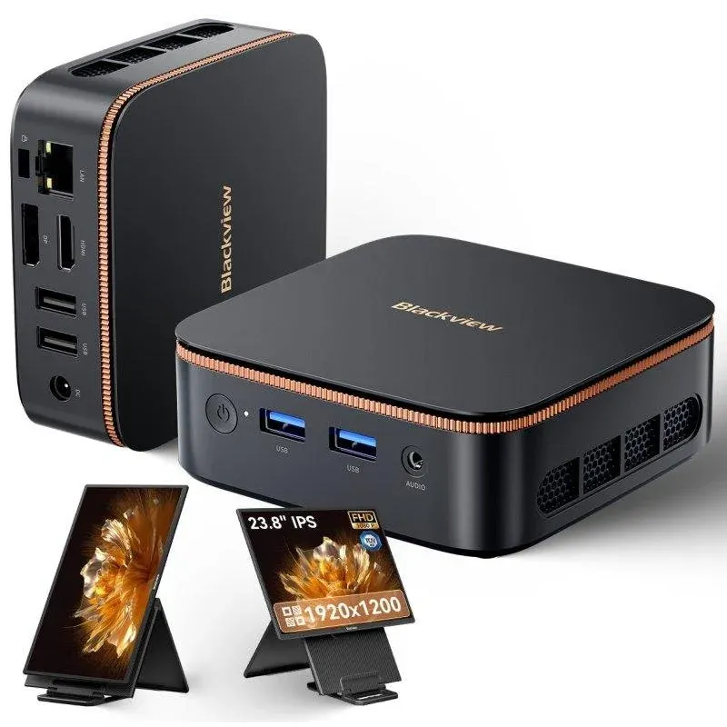 Mini PC Blackview MP20 AMD Ryzen 3 3300U 8GB 256GB SSD Radeon Vega 6 Windows 11 Pro 23.8" Ecrã Portátil
