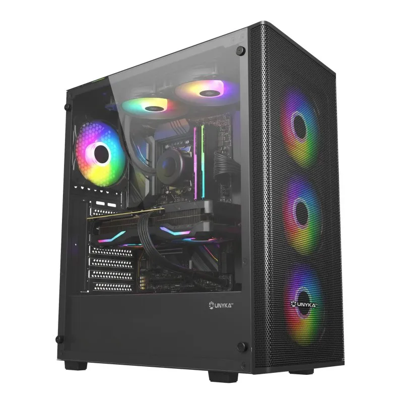 Caixa ATX Unyka Gaming MIR100 ARGB Vidro Temperado Preta