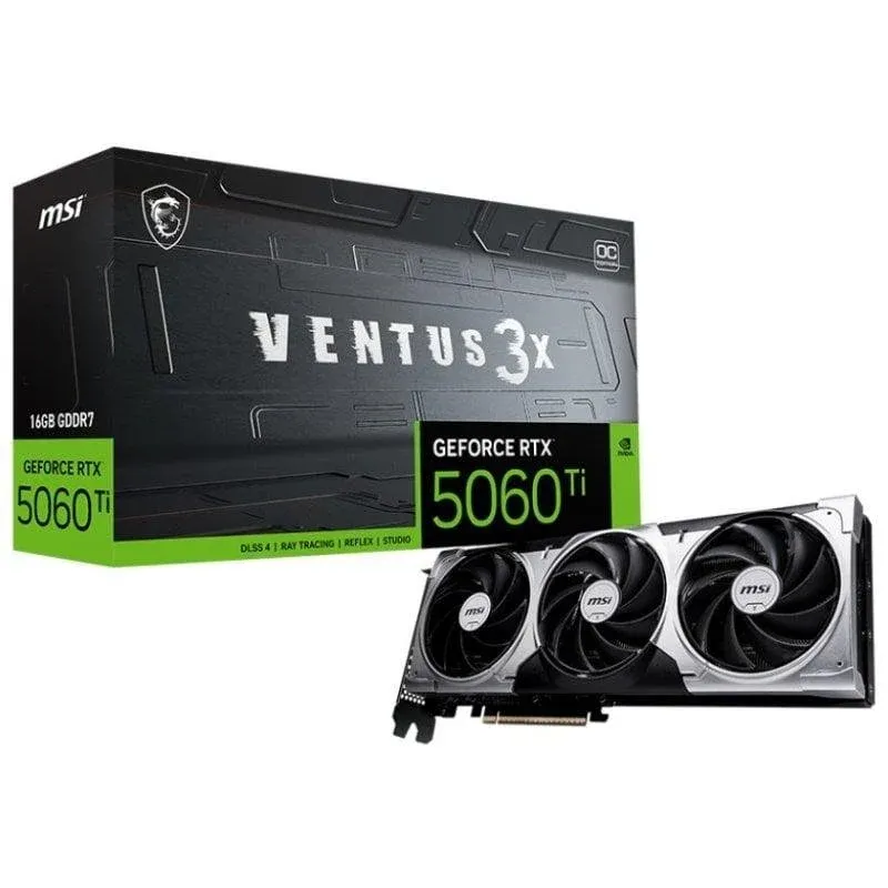Placa Gráfica Tarjeta Gráfica MSI GeForce RTX 5060 Ti VENTUS 3X OC 16GB GDDR7 Reflex 2 RTX AI DLSS4