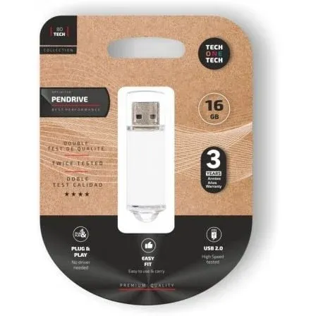 Pen Drive Tech One Tech TEC3005-16 Pendrive 16GB USB 2.0 Branco