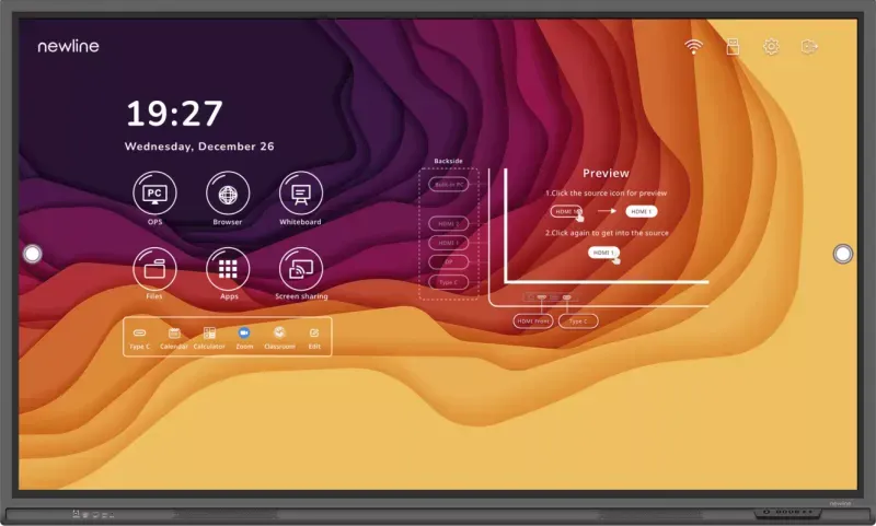 Monitor Interativo Newline Lyra Pro TT-5523QA 55" 4K Ultra HD Android 13 Wi-Fi 6